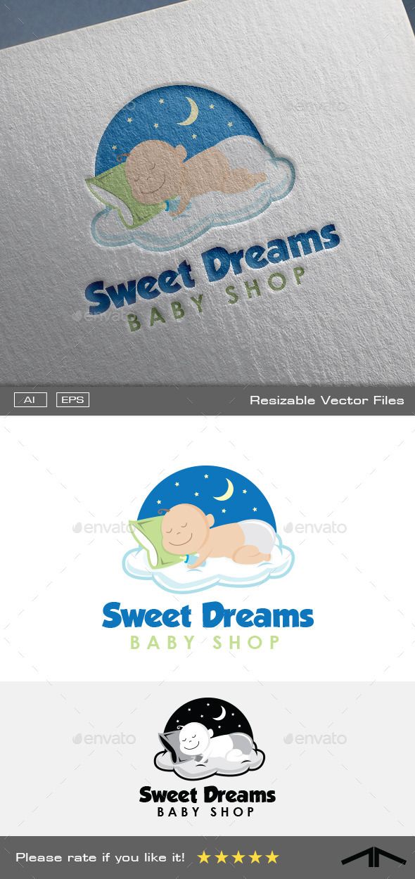 590x1250 Sweet Dreams Baby Shop Logo Logo Template With Two Versions, Color