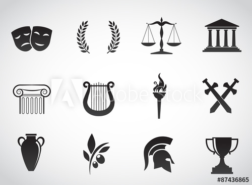 500x366 Greek, Ancient Icon Set. Vector Art.