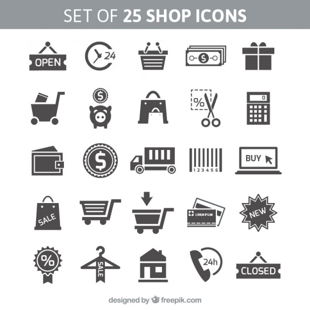 626x626 Set Of 25 Shop Icons Vector Free Download