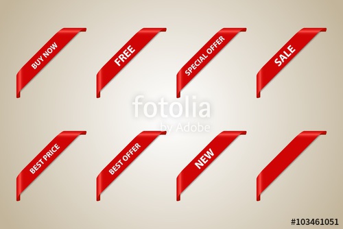 500x334 Red Corner Ribbons Set