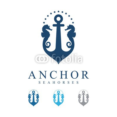 400x400 Anchor Seahorse With Stars Vector Logo Design Template Buy