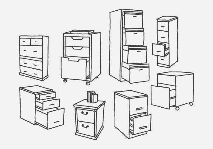 700x490 Hand Drawn File Cabinet Vectors