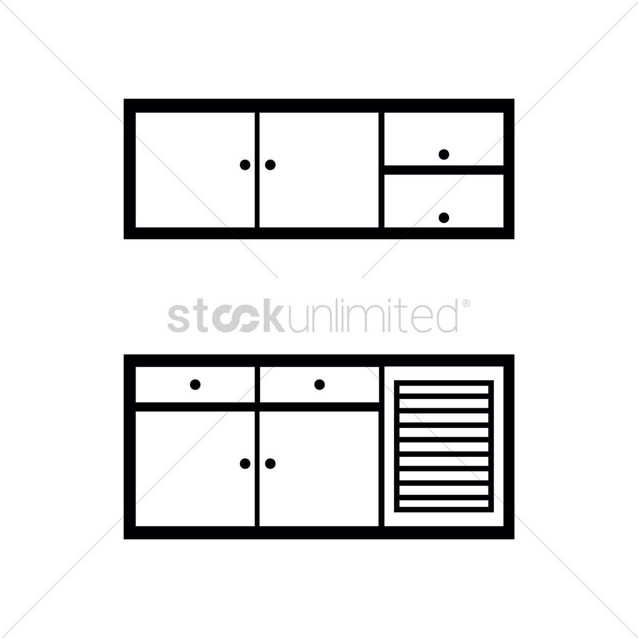 1300x1300 Kitchen Cabinet Vector Image
