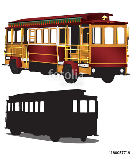425x500 San Francisco Tour Cable Car Trolley Illustration Vector Stock