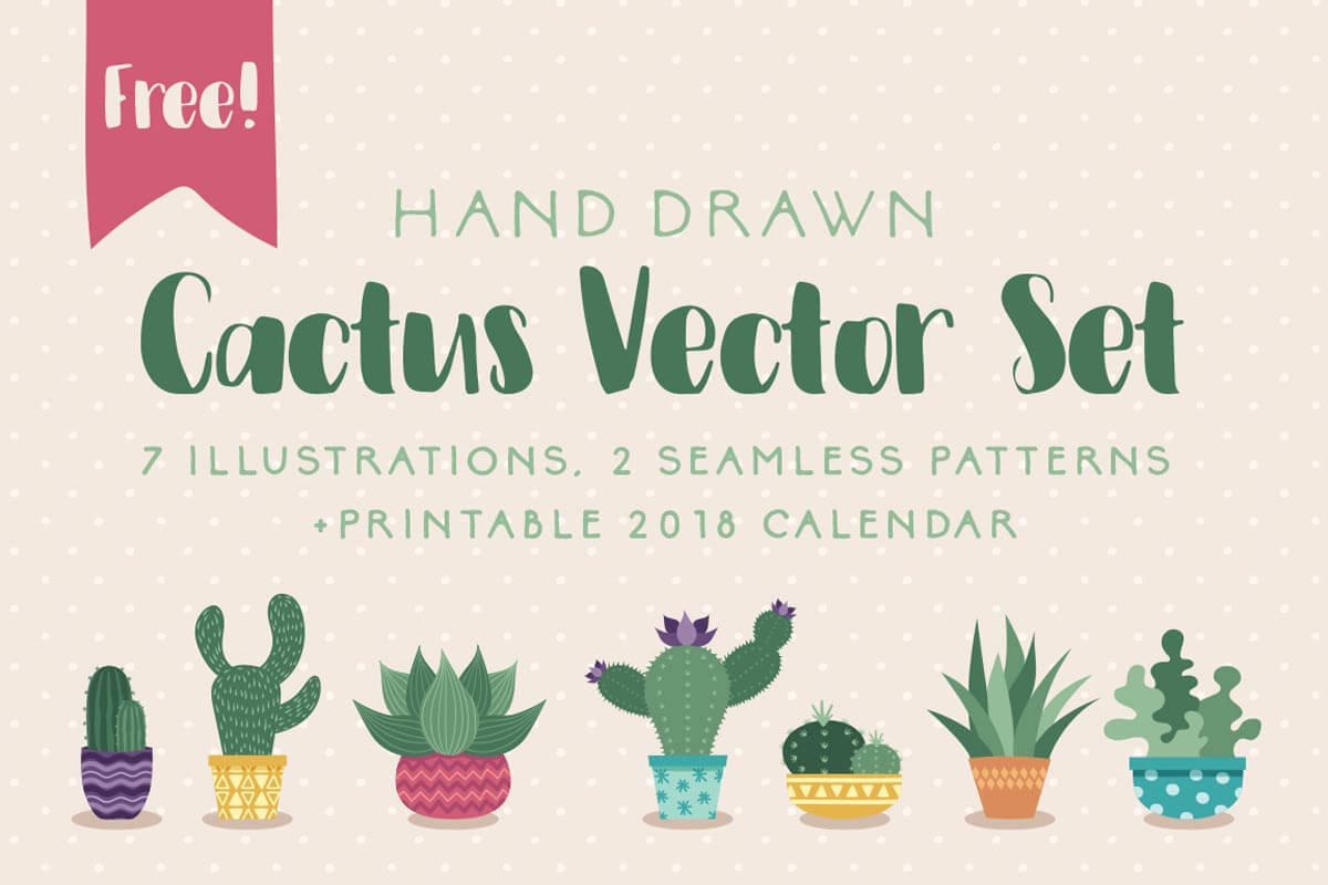 1200x800 Free Cactus Vector Set