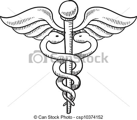 450x396 Caduceus Medical Symbol Sketch. Doodle Style Medical Symbol Or