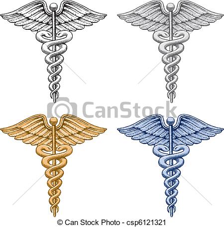 450x457 Caduceus Medical Symbol. Illustration Of Four Versions Of The