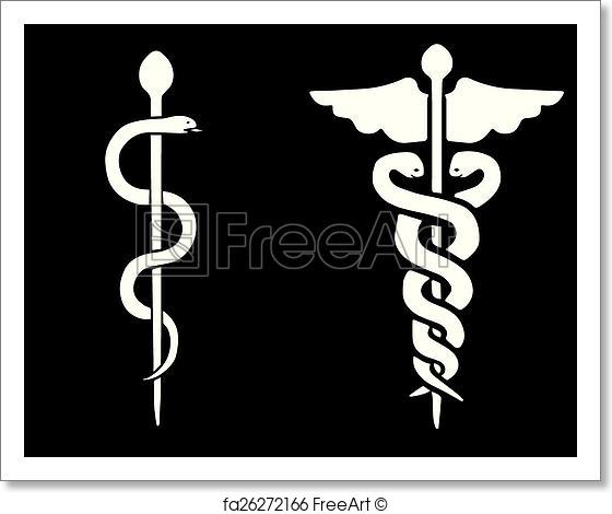 560x470 Free Art Print Of Vector Of A Rod Of Asclepius And A Caduceus