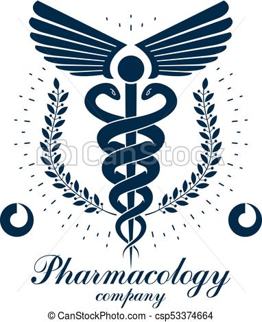 382x470 Pharmacy Caduceus Vector Icon, Medical Corporate Logo For Use In