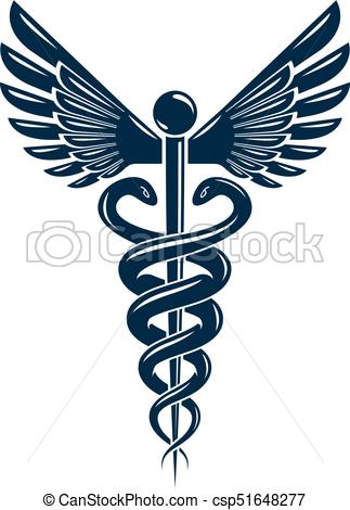 323x470 Caduceus Medical Symbol, Graphic Vector Emblem Created With Wings