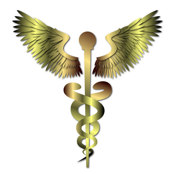 570x570 Gold Medical Caduceus Sign