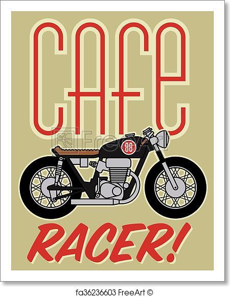 450x580 Free Art Print Of Cafe Racer Motorcycle Design. Vector