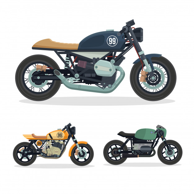 626x626 Vintage Cafe Racer Motorcycle Illustration Set Vector Free Download