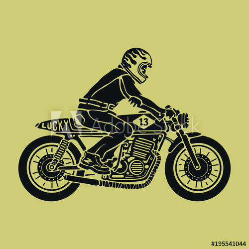 500x500 Biker Sitting On Cafe Racer Vector Illustration