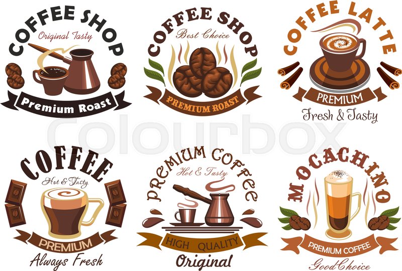 800x540 Coffee. Vector Emblem For Cafe, Coffee Shop Label, Signboard, Menu