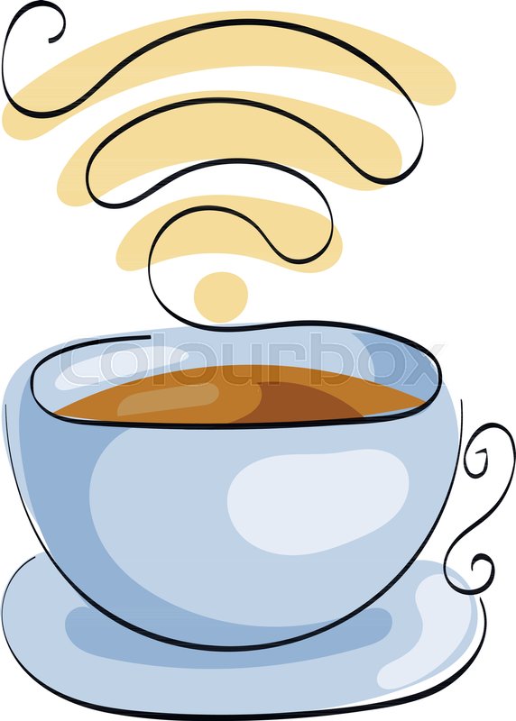 572x800 Cup Of Coffee Or Tea. Free Wifi For Street Cafe. Vector