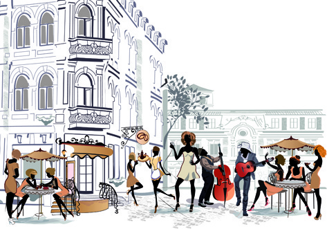 473x331 Vector Street Cafe Free Vector Download (1,020 Free Vector) For
