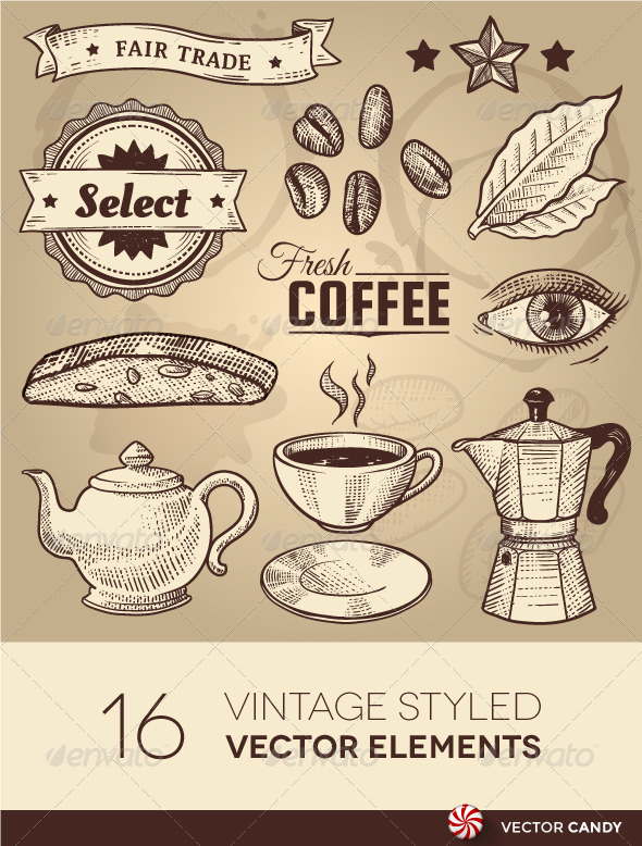 590x778 Vintage Coffee Cafe Vector Elements Set By Vectorcandy Graphicriver