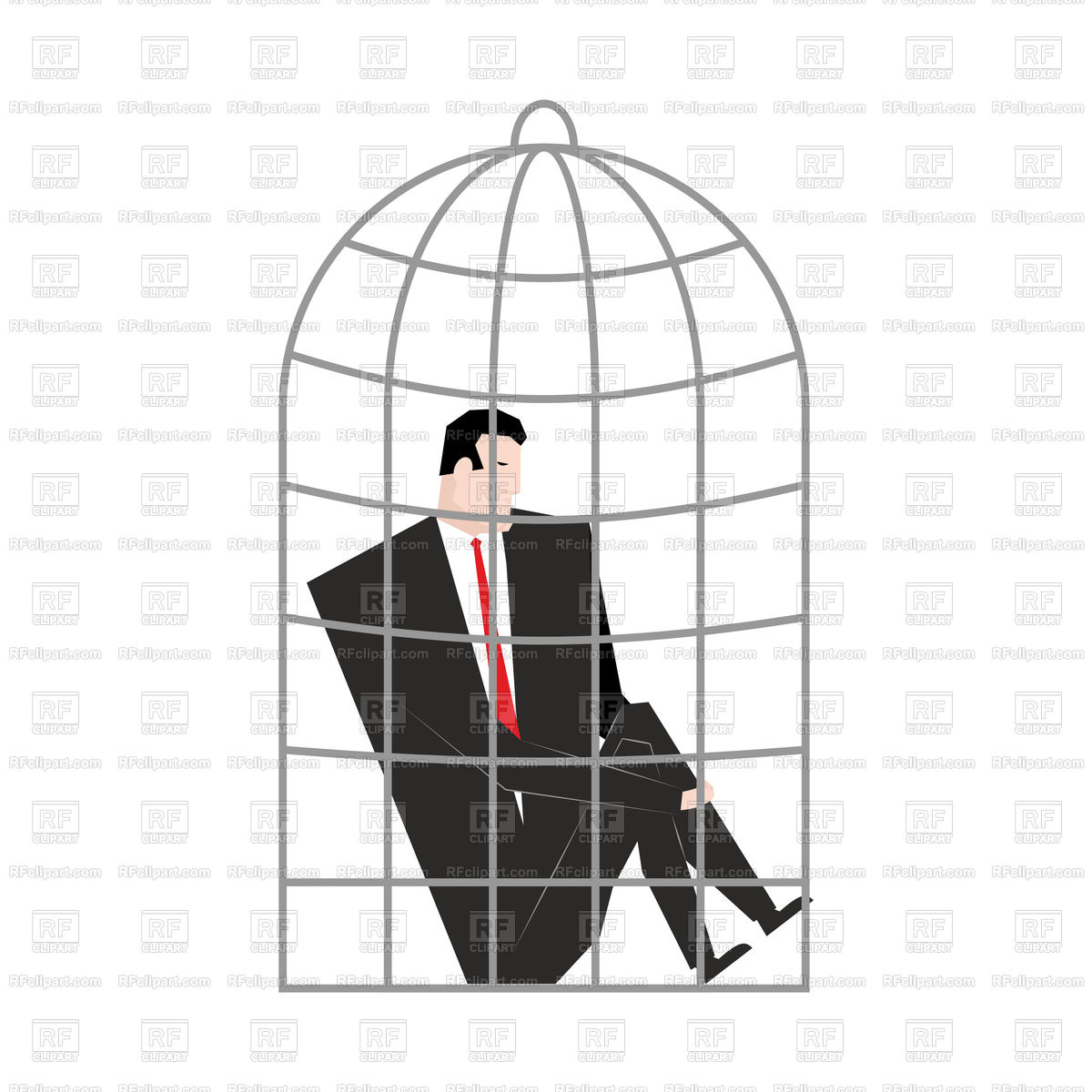 1200x1200 Businessman In Cage Vector Image Vector Artwork Of Conceptual