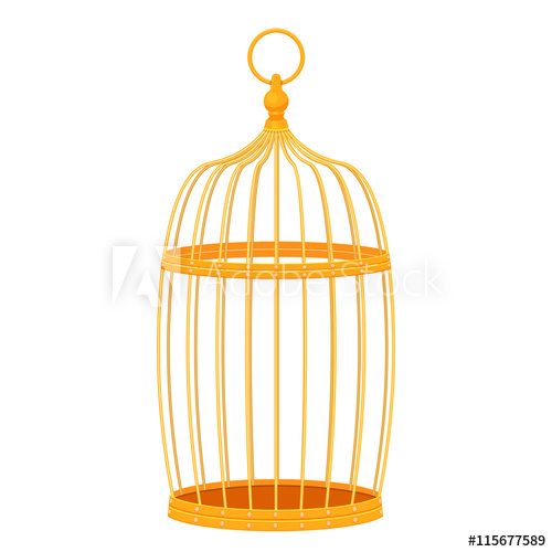 500x500 Decorative Golden Bird Cage Vector Illustration Isolated On White