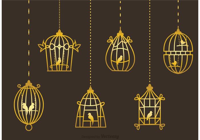 700x490 Gold Vintage Bird Cage Vectors