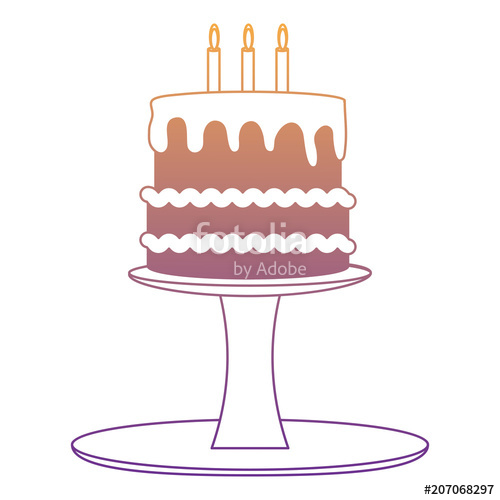500x500 Birthday Cake On Cake Stand Over White Background, Vector