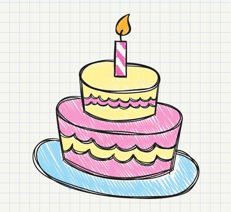 800x734 Painted Birthday Cake Vector [Ai]