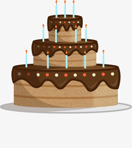 563x631 Cartoon Three Chocolate Birthday Cake Vector Material, Cartoon