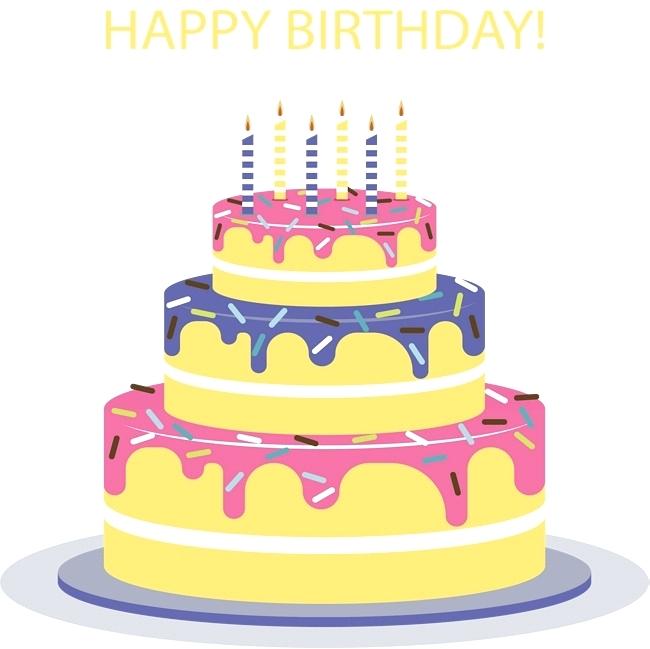 650x649 Birthday Cake Top View Packed With Colorful Three Layers Of Cake