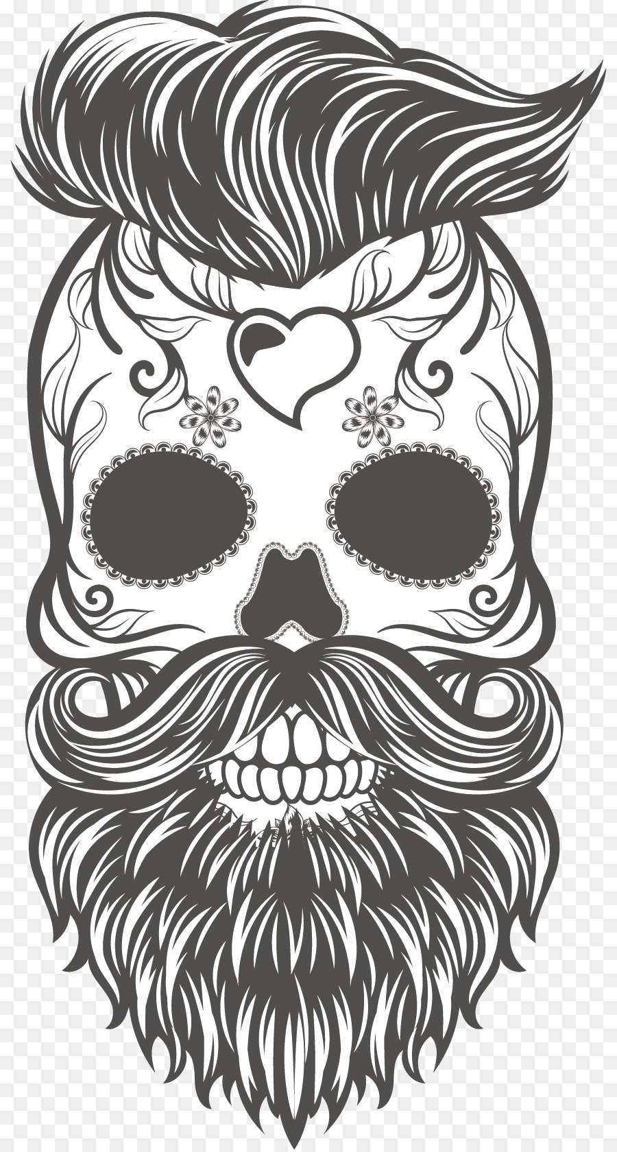 900x1680 Calavera Skull Hipster Beard Sticker