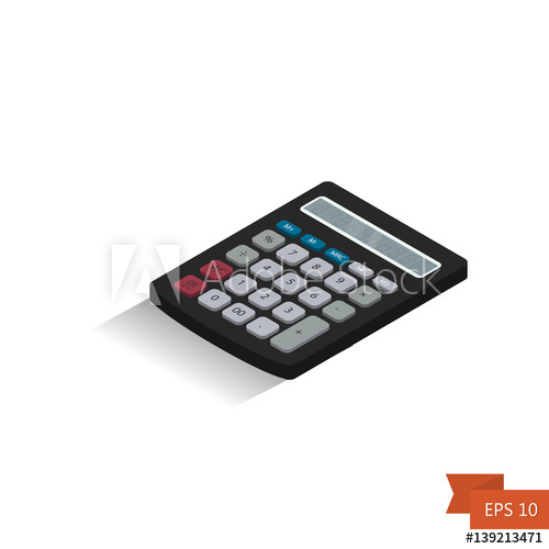 500x500 Calculator. Isometric Icon. Vector Illustration.isometric 3d
