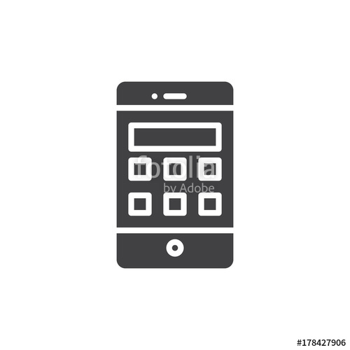 500x500 Smartphone With Calculator Icon Vector, Filled Flat Sign, Solid