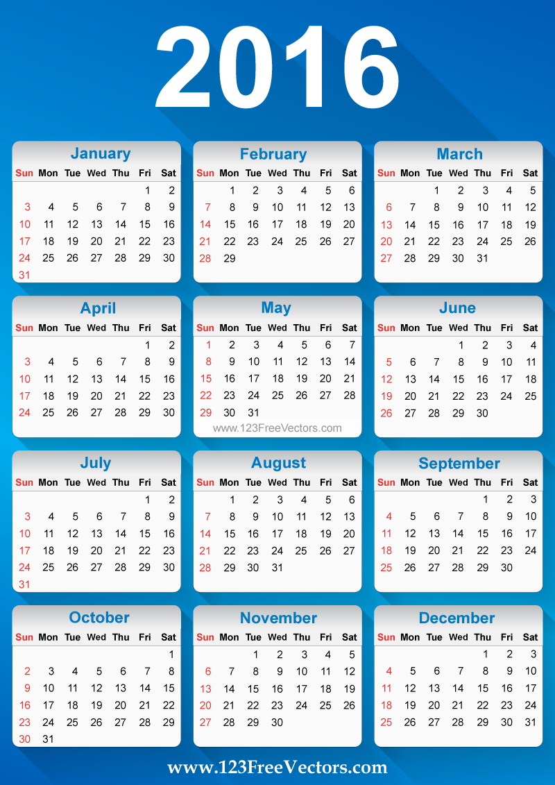 800x1131 2016 Calendar Template Vectors Download Free Vector Art