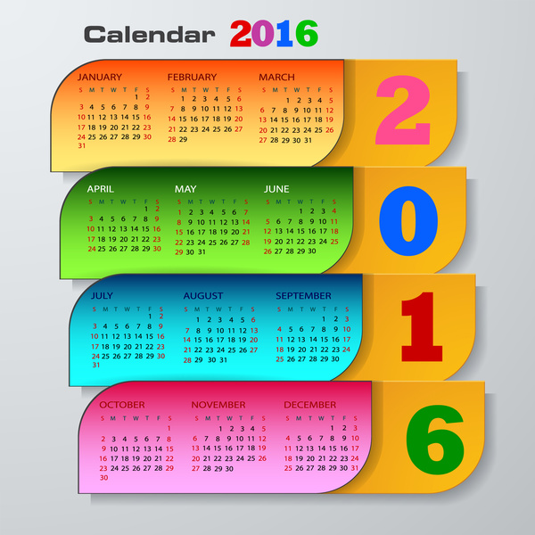 600x600 Calendar 2016 Template Free Vector In Adobe Illustrator Ai ( .ai