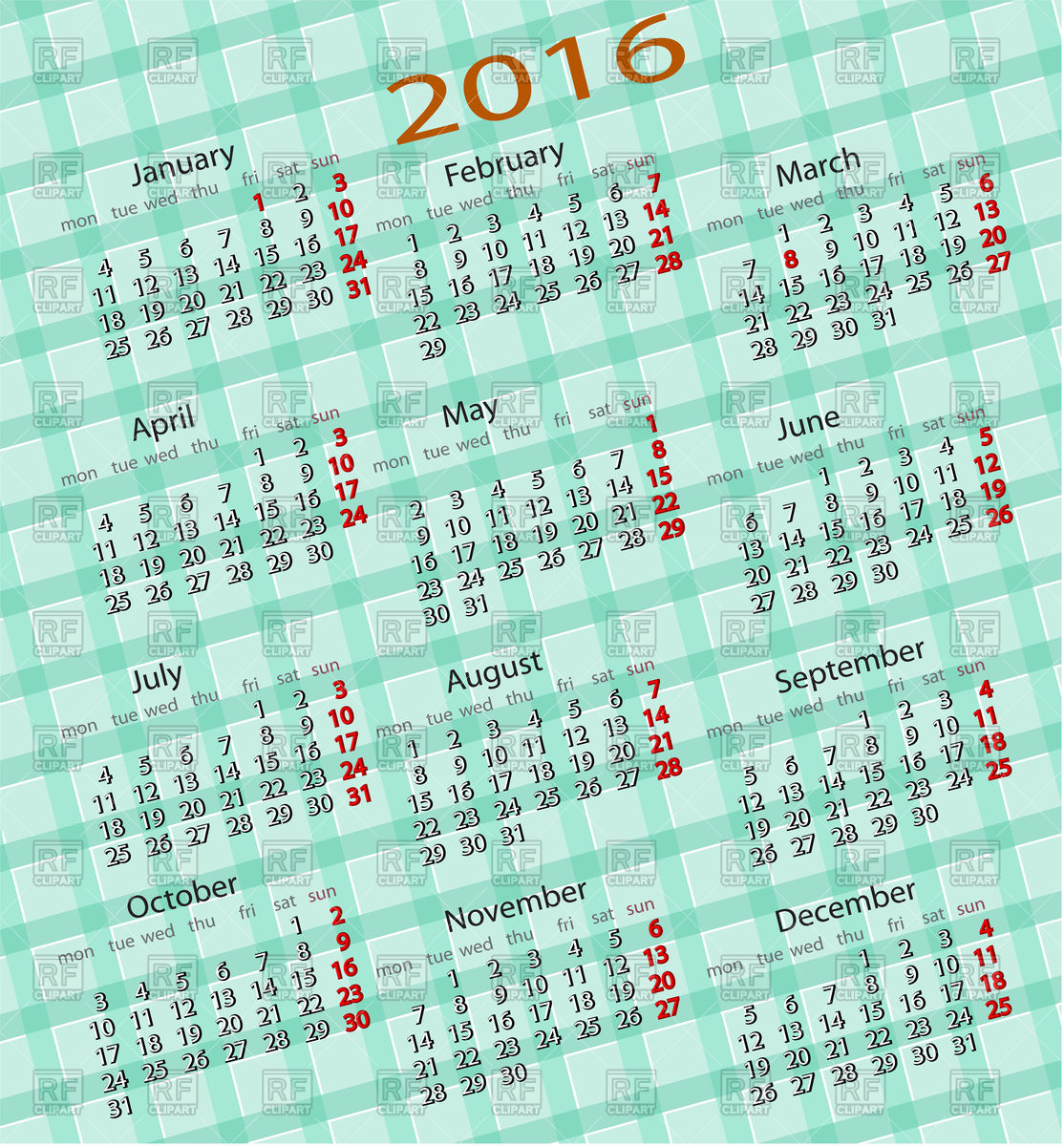 1114x1200 Green Calendar 2016 Vector Image Vector Artwork Of Calendars