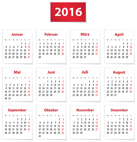 482x500 Grid Calendar 2016 Modern Vector 01 Free Download