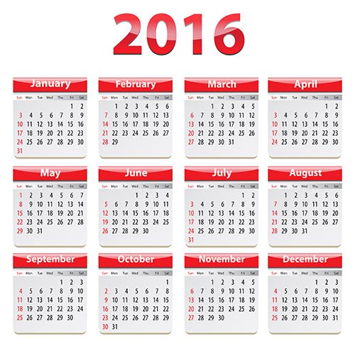 500x491 Grid Calendar 2016 Modern Vector 03 Free Download
