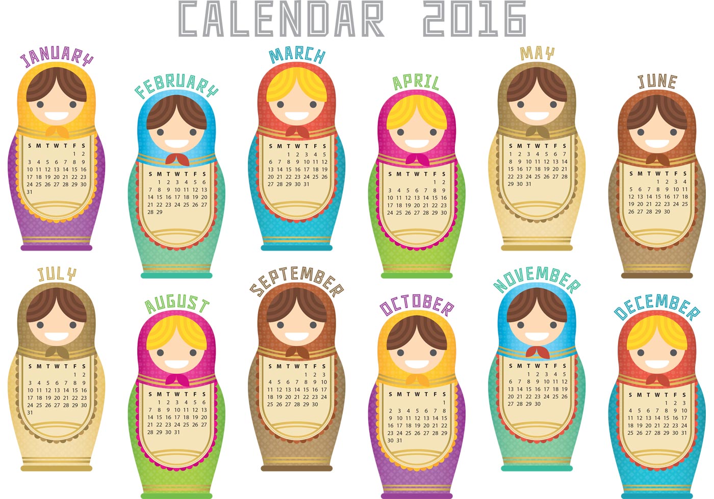 1400x980 Vector Russian Calendar 2016