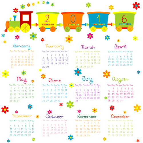 500x500 Vectors Download Cute Kids Calendars 2016 Vector 02