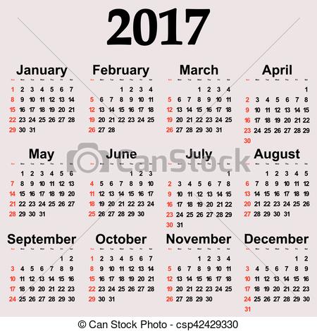 450x470 Great New Wall Calendar 2017. Vector Illustration Vectors