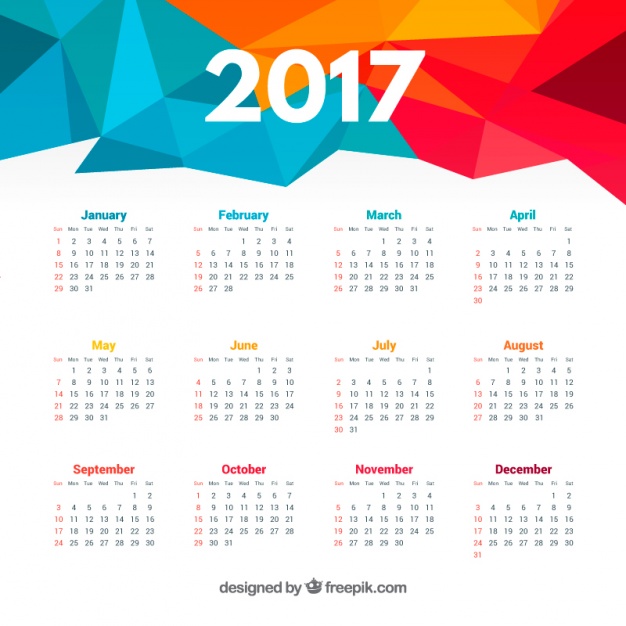 626x626 Polygonal 2017 Calendar Vector Free Download