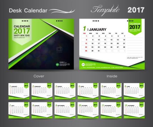 539x445 Desk Calendar 2017 Vectors Template 03 Free Download