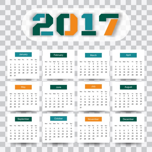 626x626 Modern 2017 Calendar Template Vector Free Download