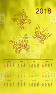 240x400 Business Calendar For Wall On Year 2018 Vector Image Vector