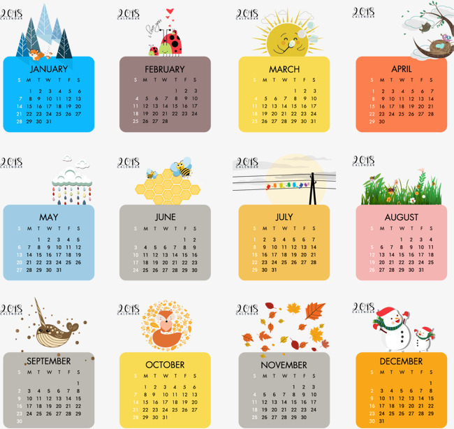 650x614 Color 2018 Calendar Template, Vector Material, Cute Calendar