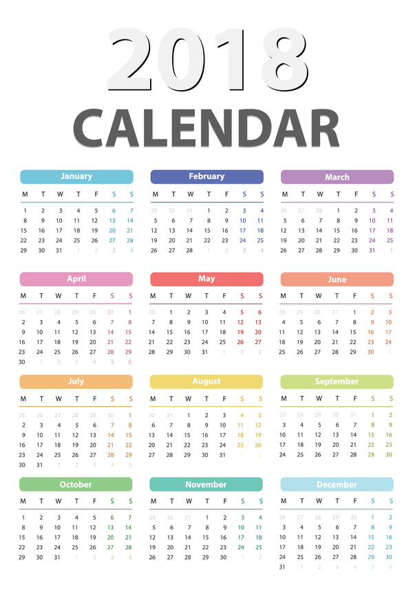 Calendar 2018 Vector at GetDrawings | Free download