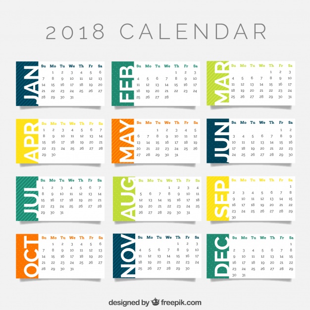626x626 2018 Calendar Template Vector Free Download