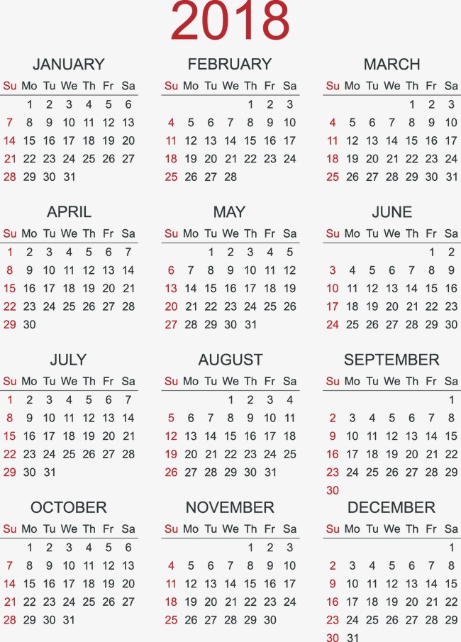 Calendar 2018 Vector Free Download at GetDrawings | Free download