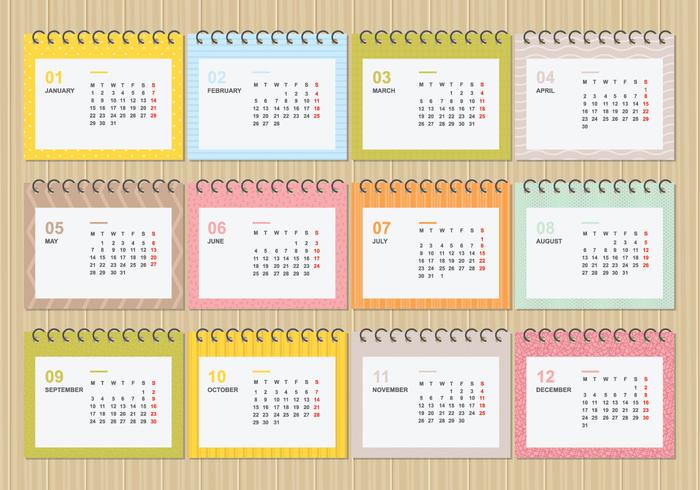 700x490 Free Desktop Calendar 2018 With Soft Colour Template Illustration