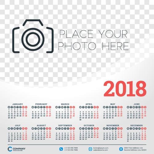 500x500 2018 Business Calendar Template Vectors 05